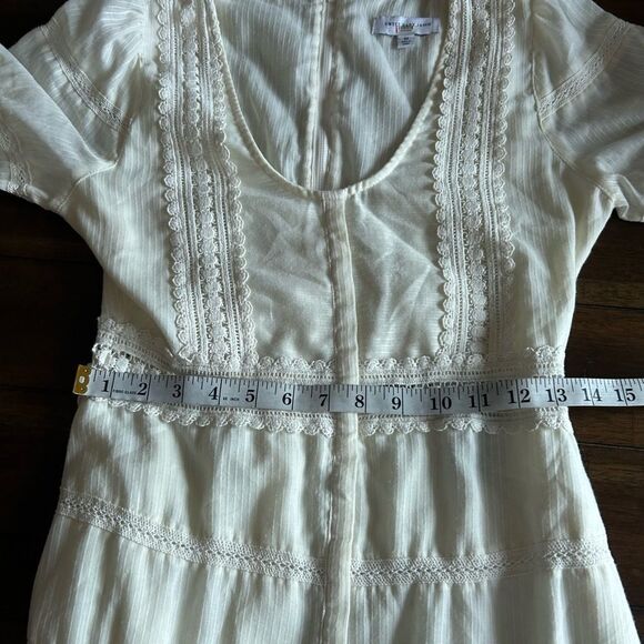 Sweet Baby Jamie Ivory Lace Boho Cottage Core Midi Dress - Picture 2 of 16